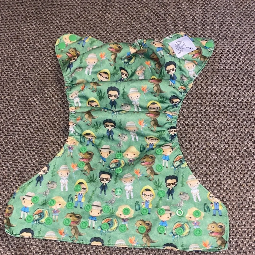 Green Kids Cartoon Print Diaper Cover